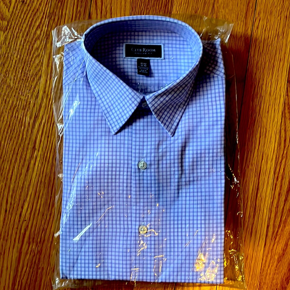 Men’s lavender check club room shirt new with tags sz 15.5  32-33